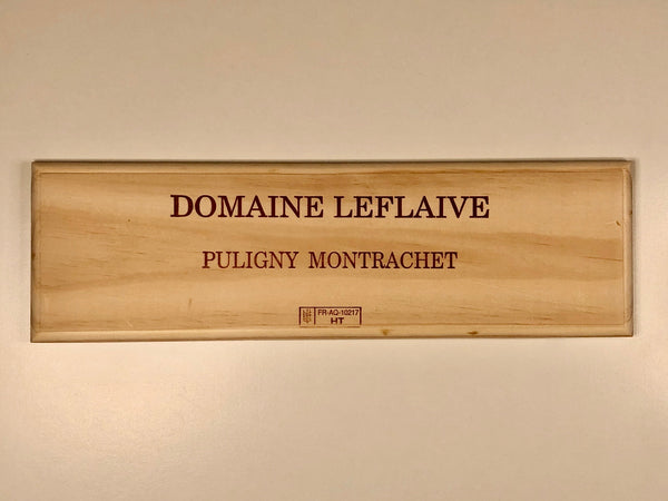 Estampe / Façade d'une caisse de vin en bois du Domaine Leflaive - Bourgogne | Format 1 bouteille = 30x8 cm
