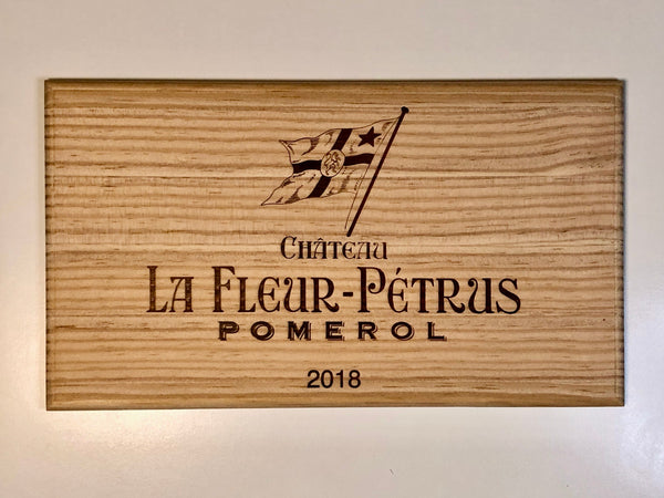 Estampe / Façade d'une caisse de vin en bois du Chateau La Fleur de Petrus - Bordeaux | Format 6 bouteilles = 30x17 cm