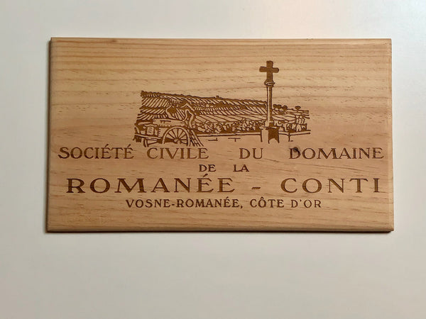 Estampe / Façade d'une caisse de vin en bois du Domaine de la Romanée-Conti DRC - Bourgogne | Format 6 bouteilles = 30x17 cm