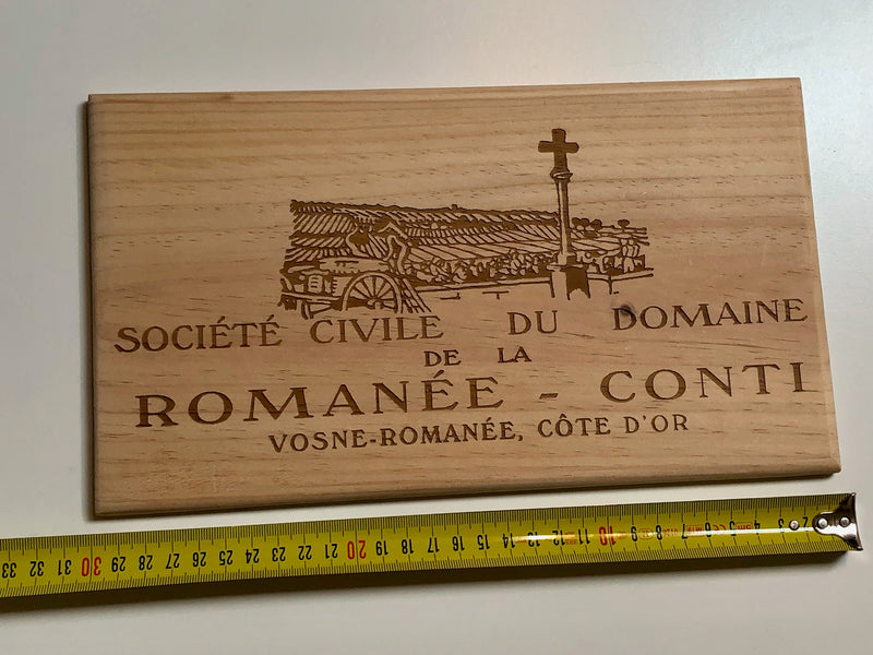 Estampe / Façade d'une caisse de vin en bois du Domaine de la Romanée-Conti DRC - Bourgogne | Format 6 bouteilles = 30x17 cm