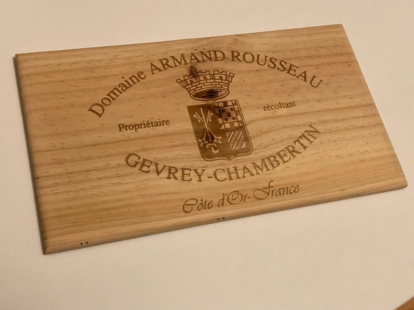 Estampe / Façade d'une caisse de vin en bois du Domaine Armand ROUSSEAU - Bourgogne | Format 6 bouteilles = 30x17 cm